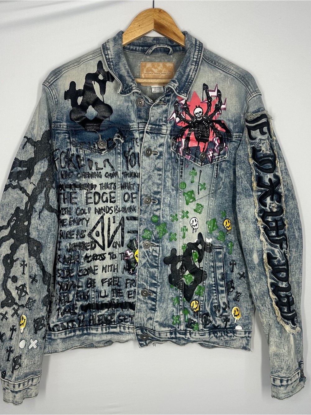 Smoke Rise Sheffield Grunge Jean Jacket Punk denim graffiti medium Y2K Rock